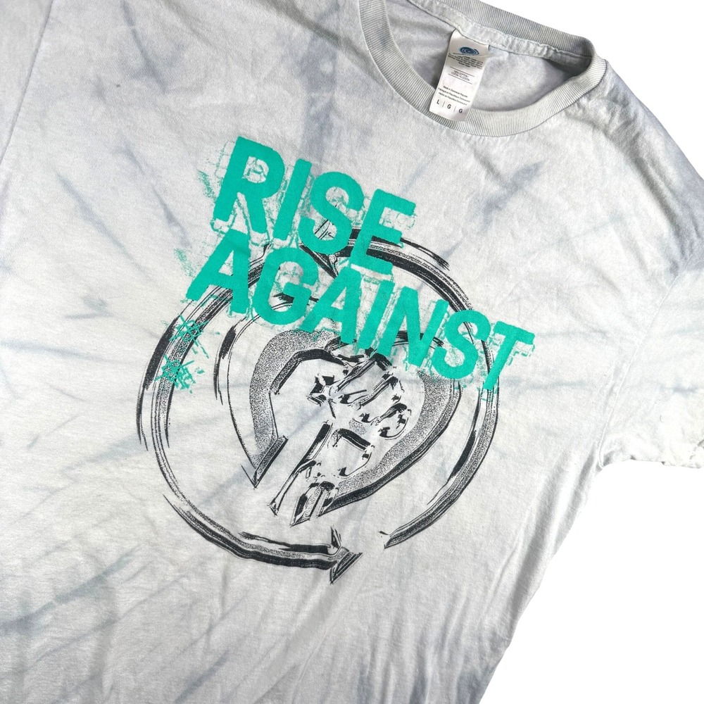 Colortone Rise Against T-Shirt Mens Large Gray Tie Dye Heart Fist Punk Rock Band